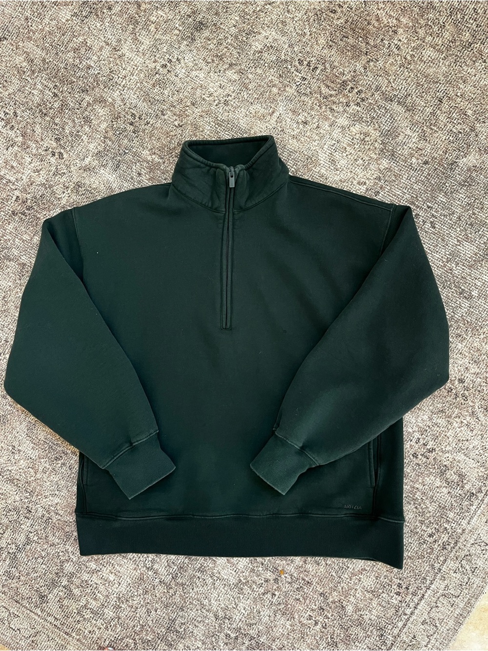 Aritzia Sweatfleece Boyfriend Fit Cozy Zip Up in Deep Forest Green Oversized M - Picture 2 of 5
